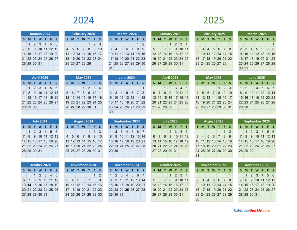 2024 And 2025 Calendar | Calendar Quickly Intended For 2024 Calendar 2025 Printable