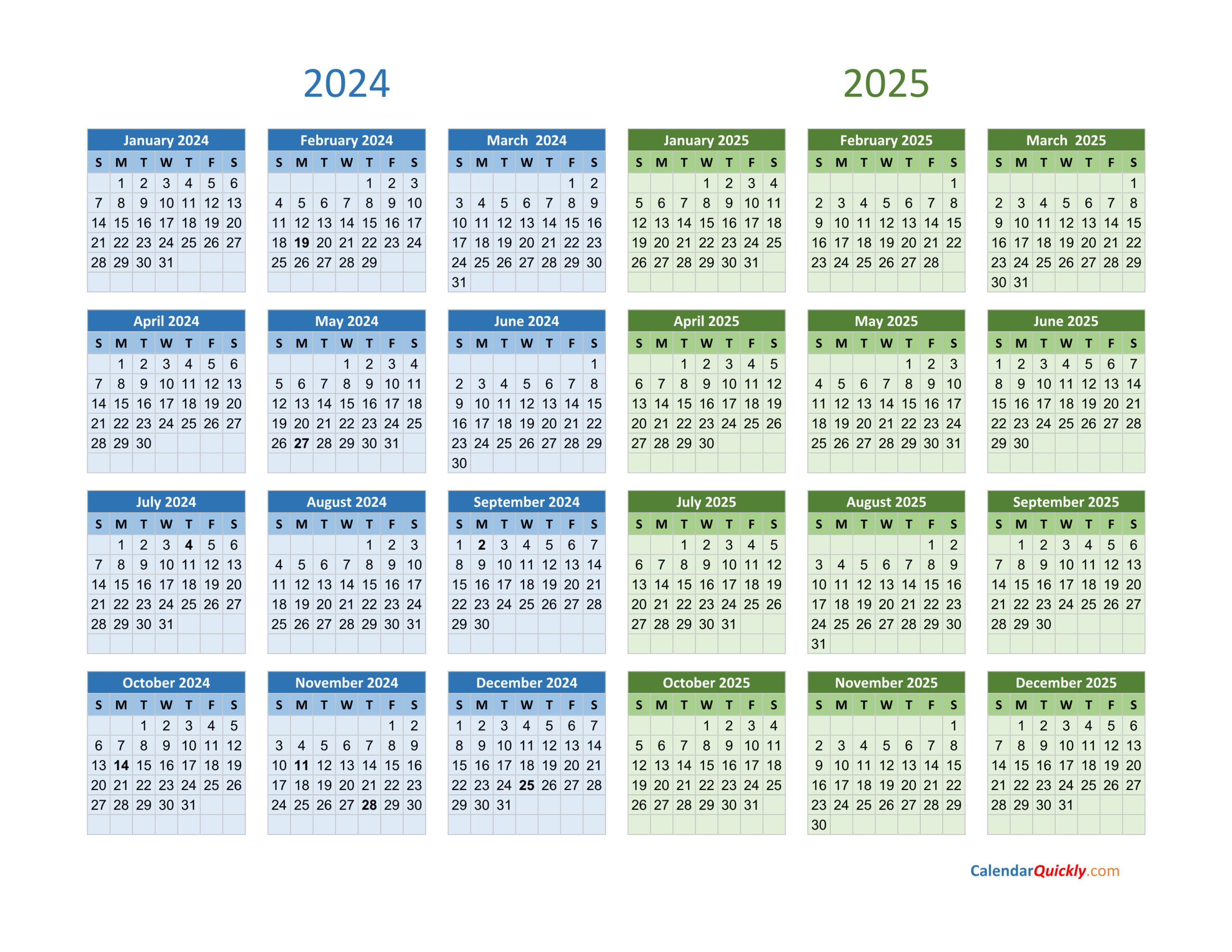 2024 And 2025 Calendar | Calendar Quickly intended for 2024 Calendar 2025 Printable