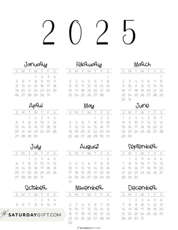 Printable Yearly Calendar 2025