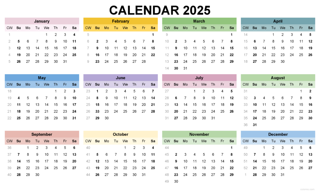 2025 Calendar Printable, ✓ Pdf, Excel And Image File   Free In 2025 Calendar 2025 Printable