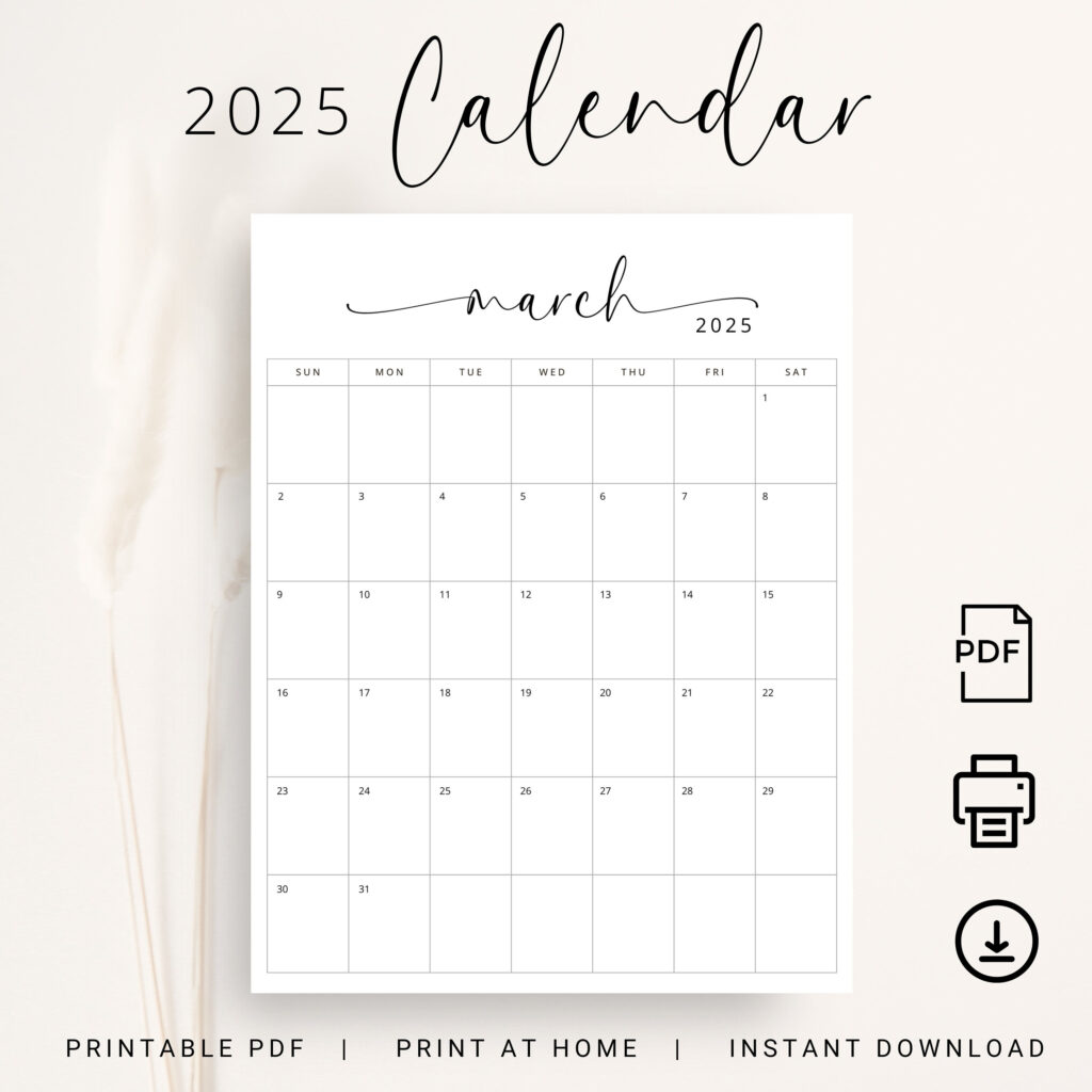 2025 Kalender 2025 Monatsplaner Vertikal Sonntag & Montag Start For 2025 Monthly Calendar Printable