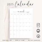 2025 Kalender 2025 Monatsplaner Vertikal Sonntag & Montag Start For 2025 Monthly Calendar Printable