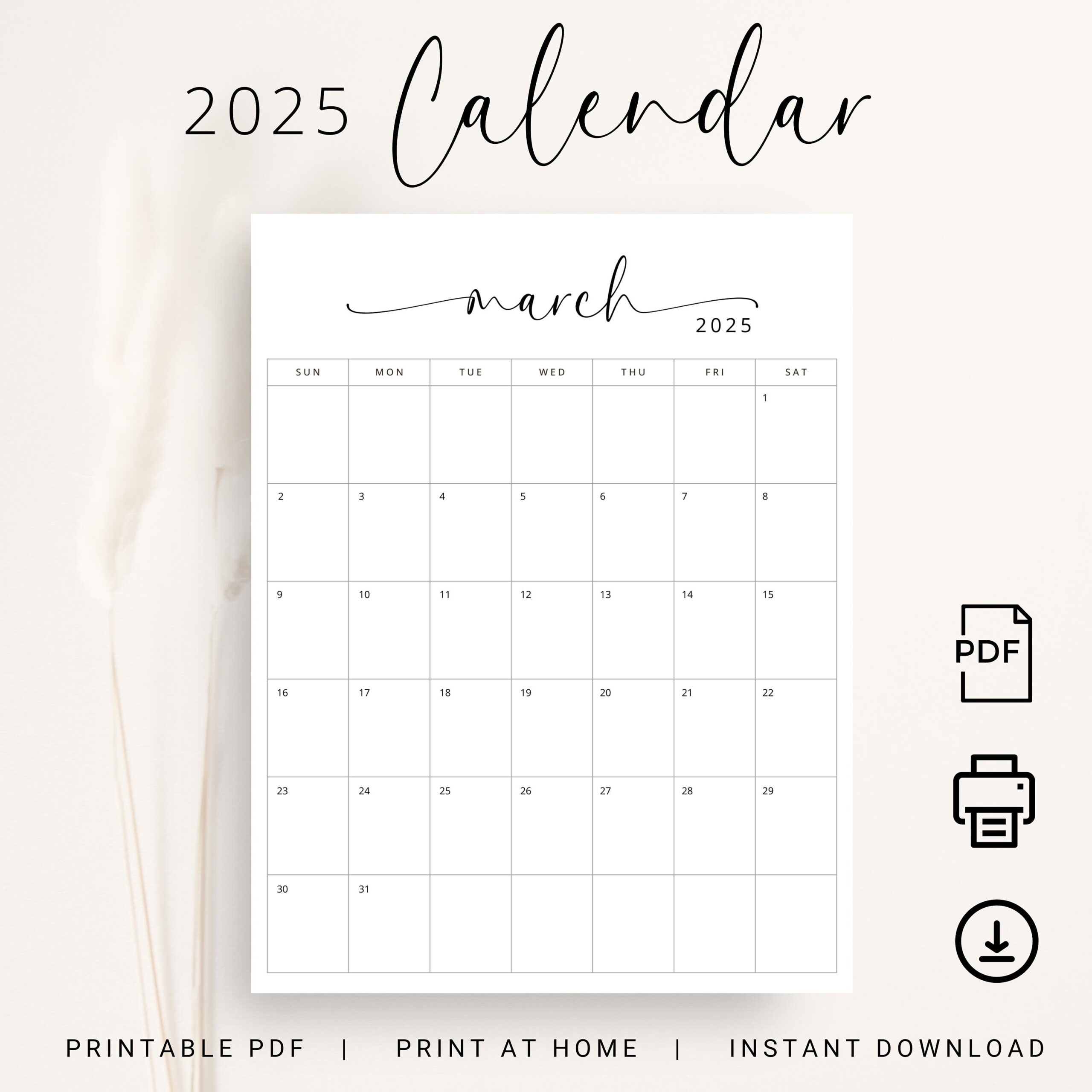 2025 Kalender 2025 Monatsplaner Vertikal Sonntag &amp;amp; Montag Start for 2025 Monthly Calendar Printable