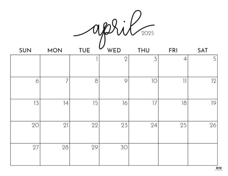 Printable April 2025 Calendar