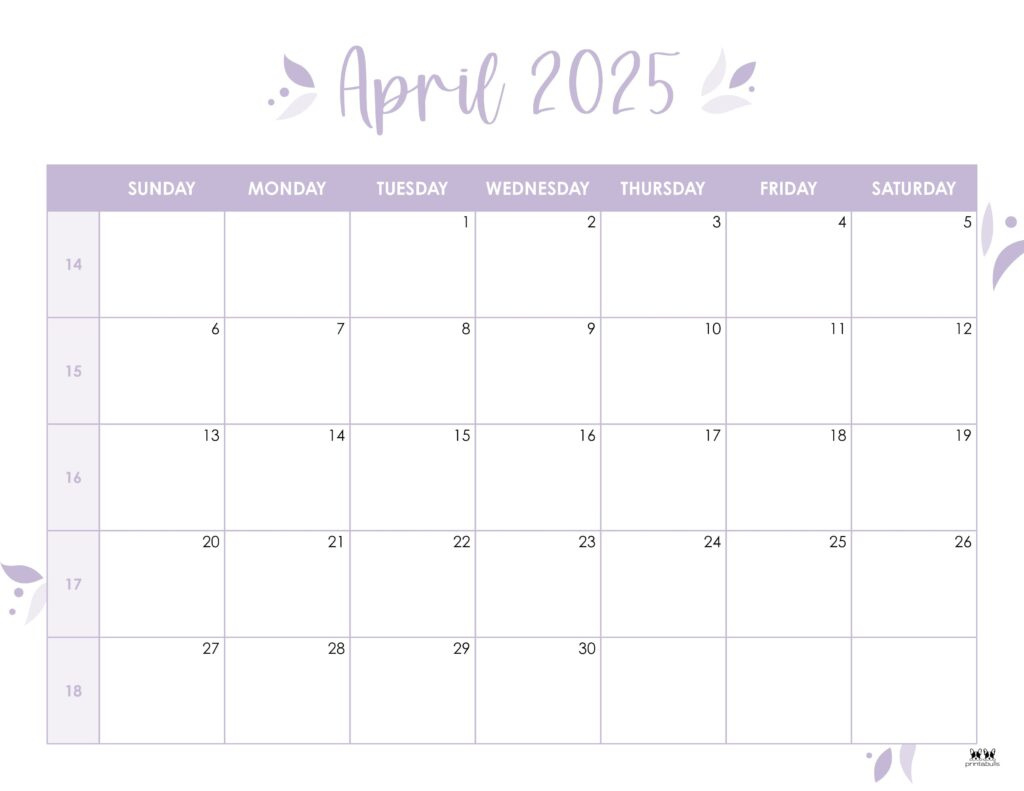 April 2025 Calendars - 107 Free Printables | Printabulls in April 2025 Printable Calendar