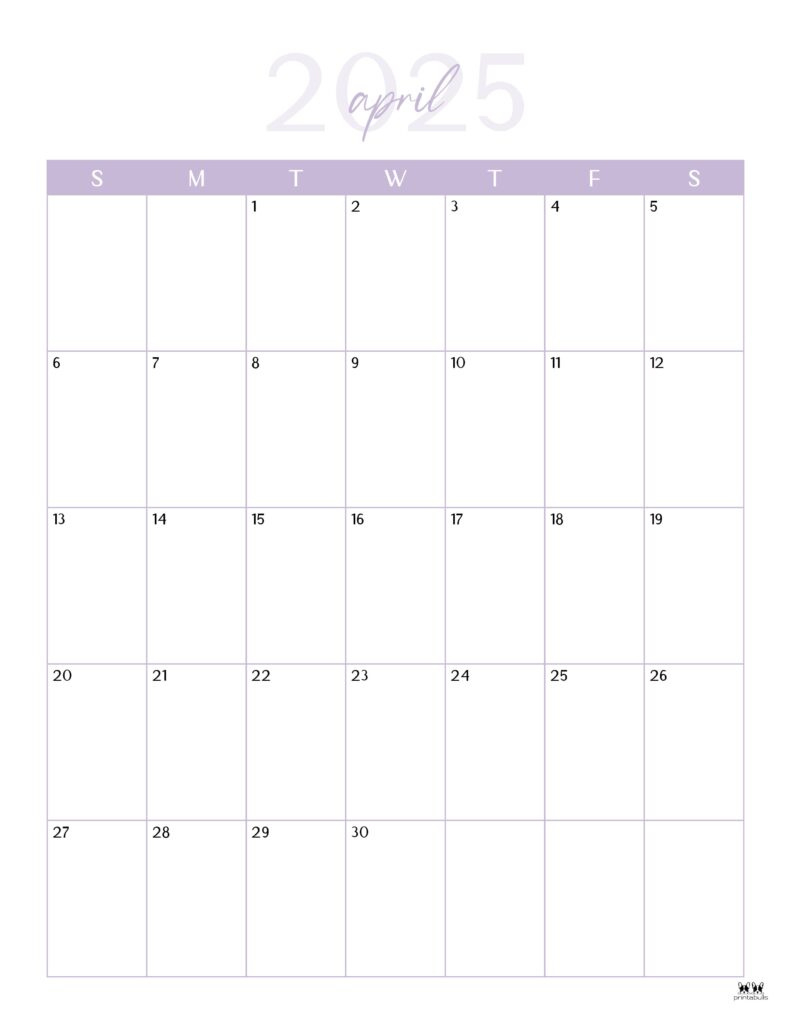 April 2025 Calendars - 107 Free Printables | Printabulls in Printable April 2025 Calendar