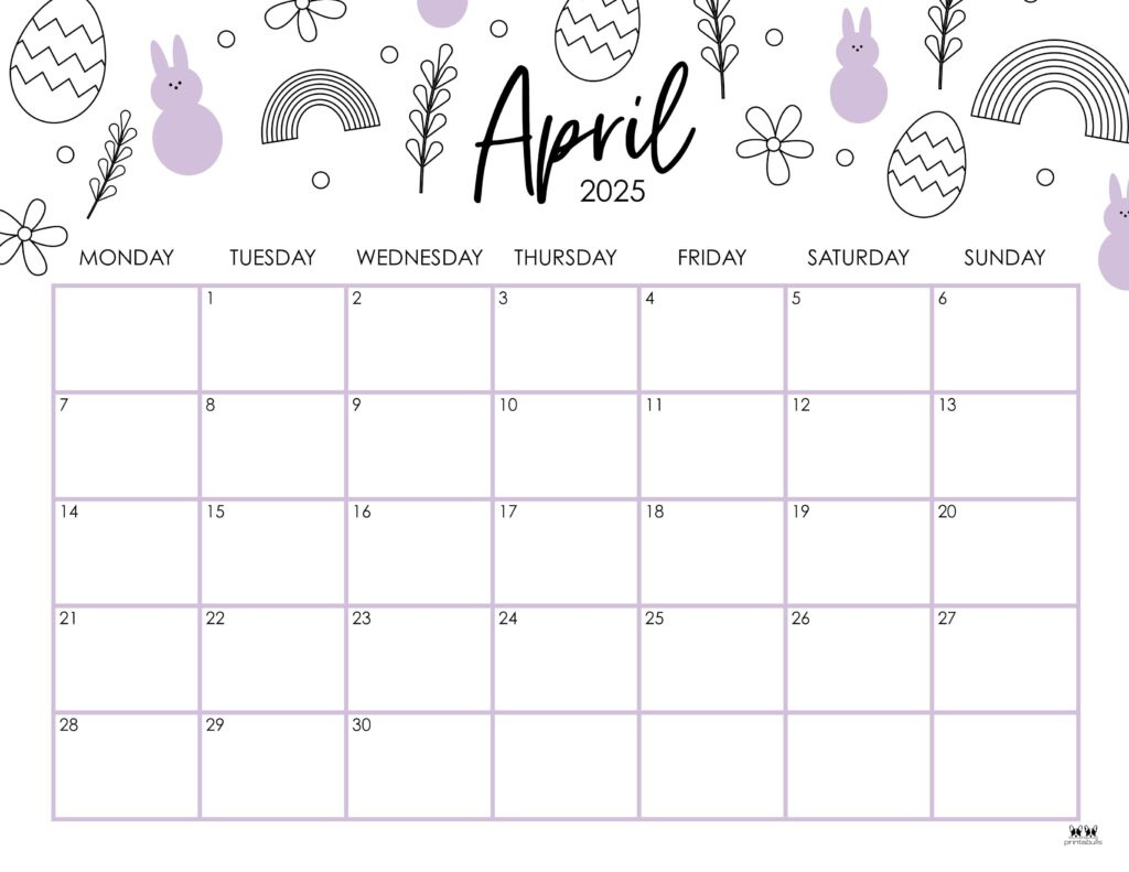 April 2025 Calendars - 107 Free Printables | Printabulls regarding April Calendar 2025 Printable