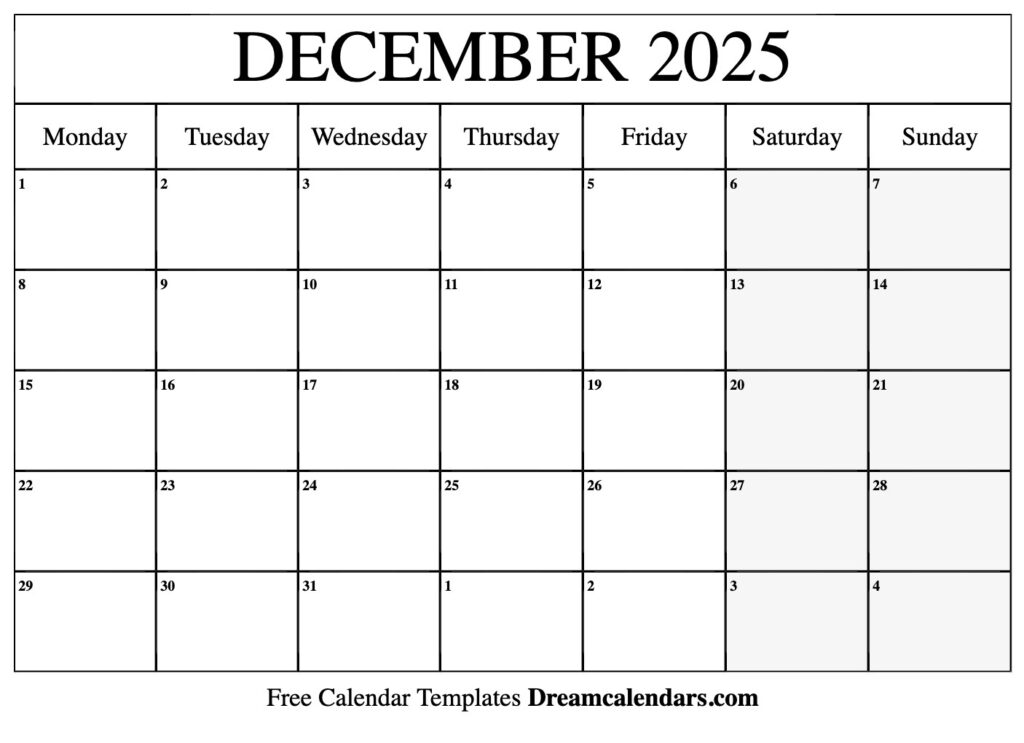 December 2025 Calendar   Free Printable With Holidays And Observances Throughout December 2025 Calendar Printable