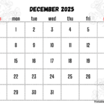 December 2025 Calendar Printable Pdf Template With Holidays Intended For December 2025 Calendar Printable