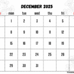 December 2025 Calendar With Holidays Pertaining To December 2025 Calendar With Holidays First Printable