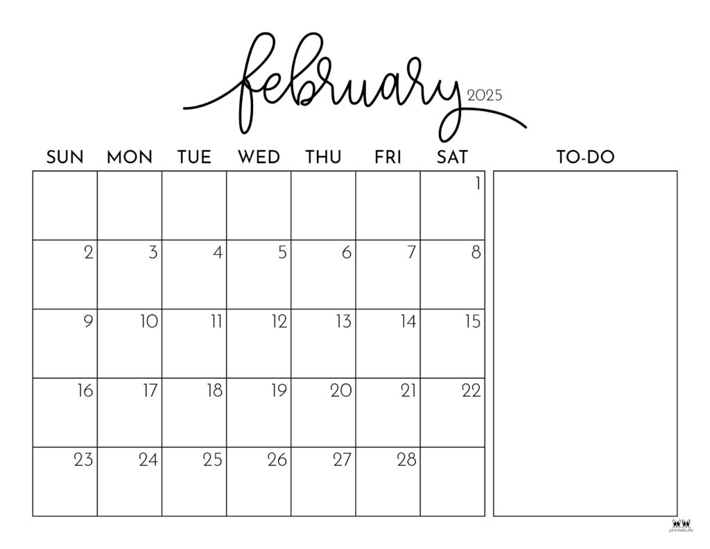 February 2025 Calendars - 107 Free Printables | Printabulls in Feb 2025 Calendar Printable