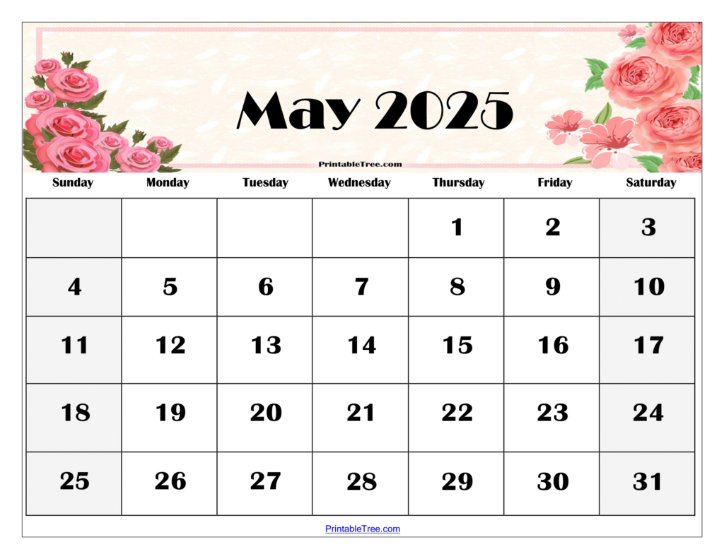 Free May 2025 Calendar Printable Pdf Template With Holidays Throughout May 2025 Printable Calendar