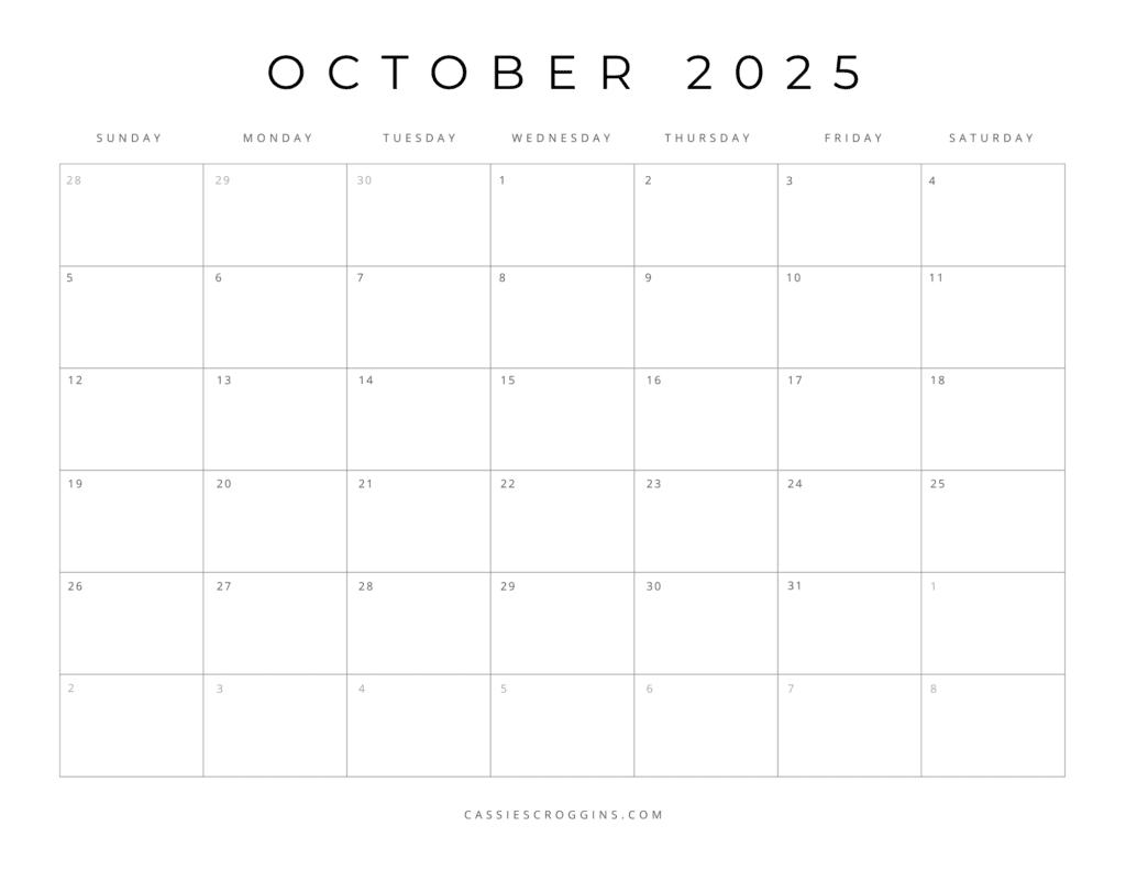 Free Printable 2025 Blank Calendar Templates (All 12 Months) for Free Calendar Pages 2025 Printable