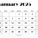 January 2025 Calendar Printable Pdf Template With Holidays In Free Printable January 2025 Calendar