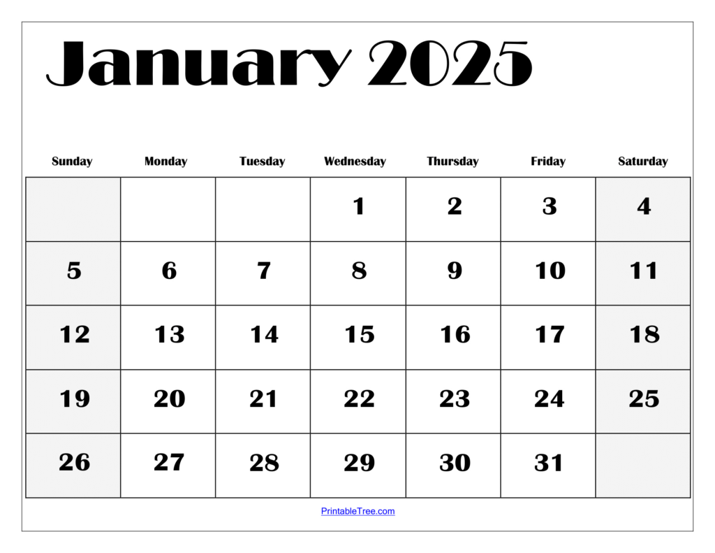 January 2025 Calendar Printable Pdf Template With Holidays In January 2025 Calendar Printable