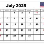 July 2025 Calendar Printable Pdf Template With Holidays With July 2025 Calendar Printable