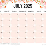 July 2025 Printable Calendar (52 Free Pdf Printables) Throughout July Calendar 2025 Printable