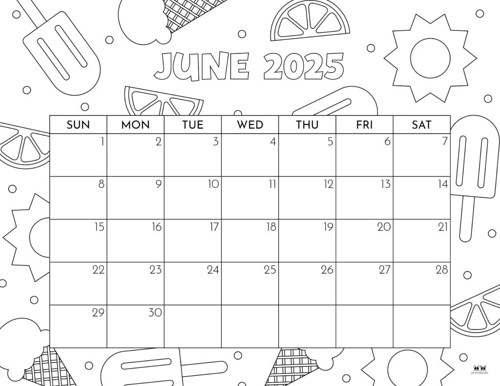 June 2025 Calendars - 107 Free Printables | Printabulls inside June Calendar 2025 Printable