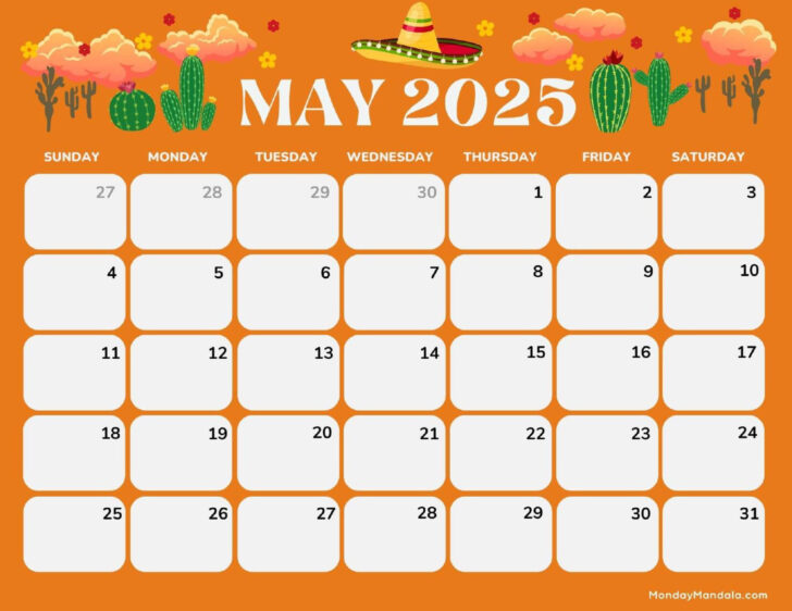 May Calendar 2025 Printable