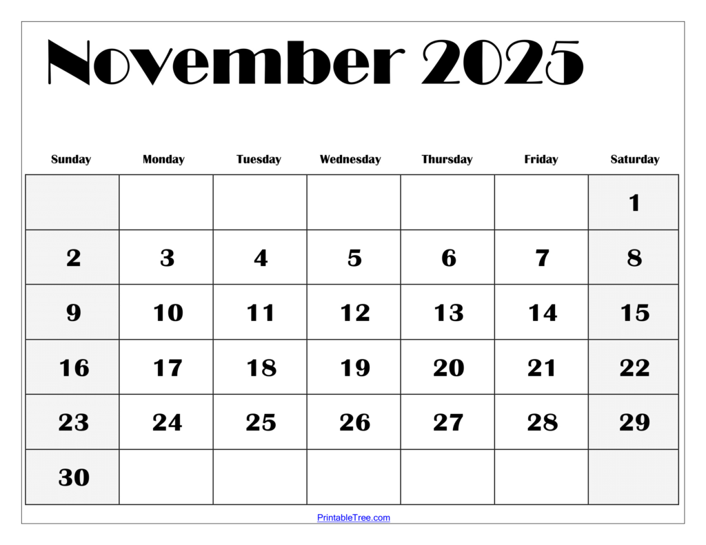 November 2025 Calendar Printable Pdf Template With Holidays For November 2025 Calendar Printable