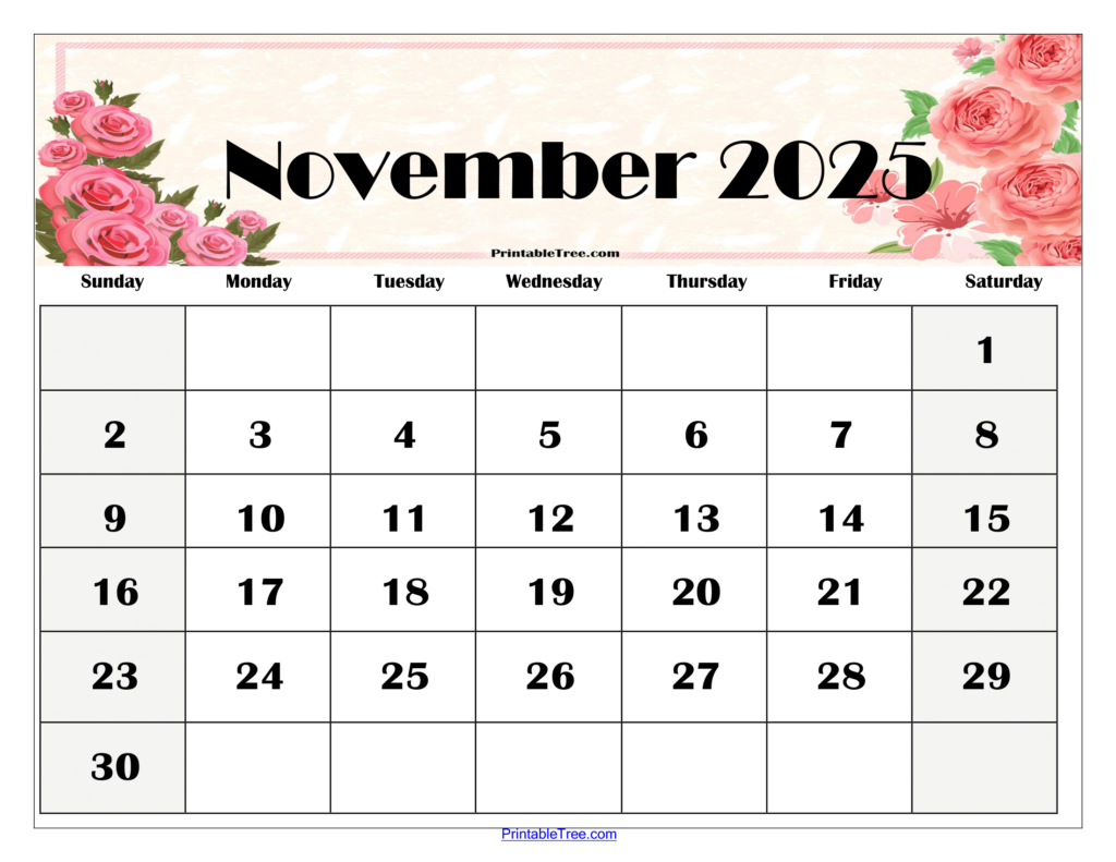 November 2025 Calendar Printable Pdf Template With Holidays For November 2025 Calendar Printable