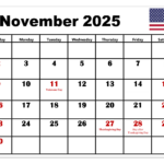 November 2025 Calendar Printable Pdf Template With Holidays Pertaining To November 2025 Calendar Printable