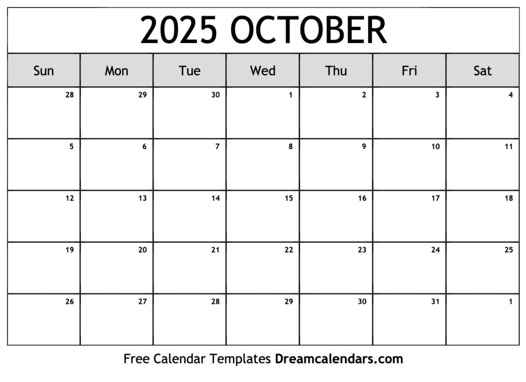 October 2025 Calendar   Free Printable With Holidays And Observances Intended For October 2025 Calendar Printable