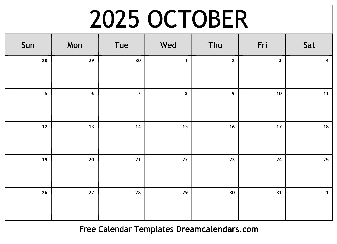 October 2025 Calendar - Free Printable With Holidays And Observances intended for October 2025 Calendar Printable