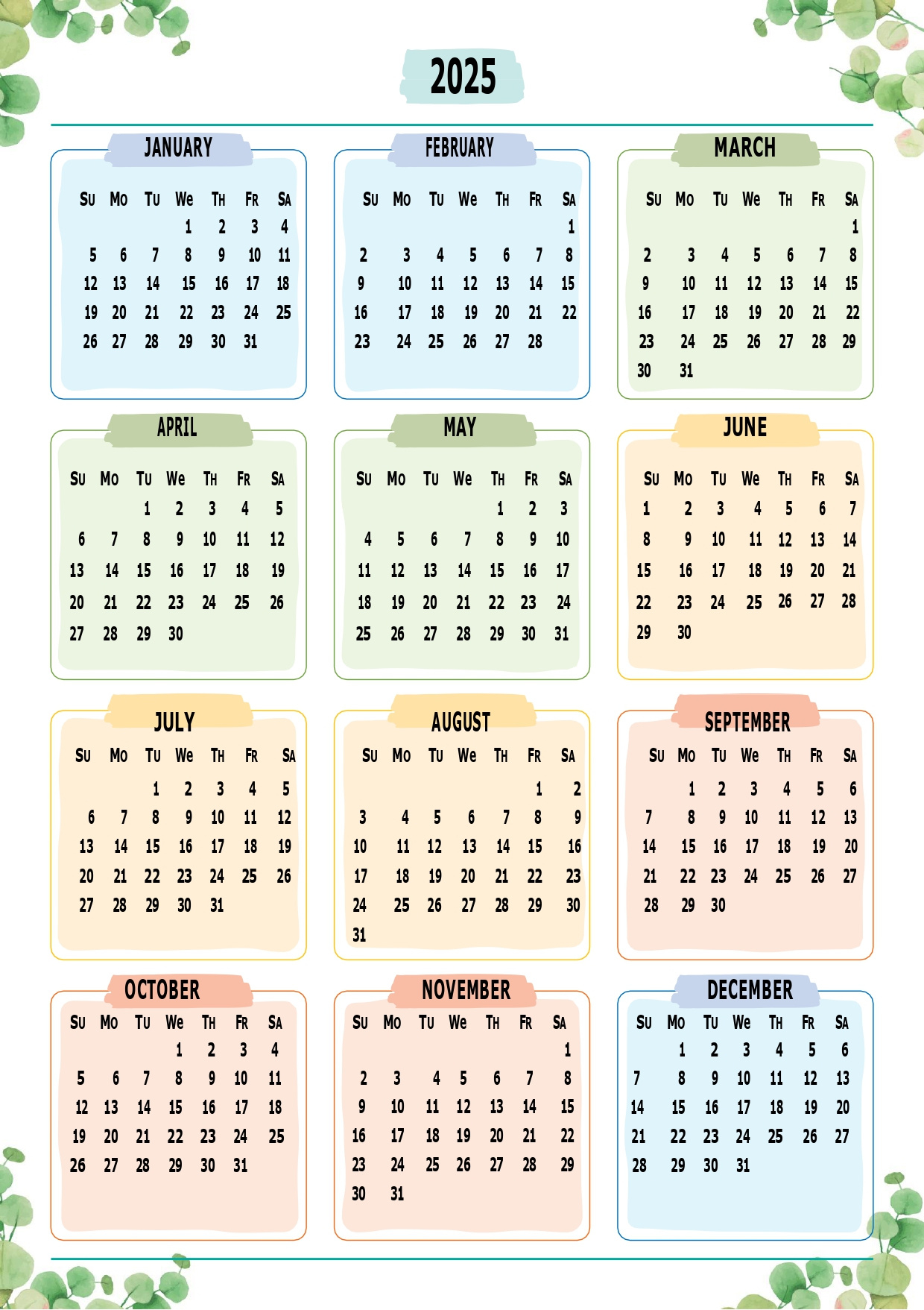 Printable Calendar 2025 One Page With Holidays (Single Page) 2025 in 2025 Printable Calendar One Page