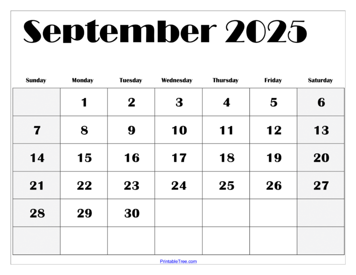 September 2025 Calendar Printable