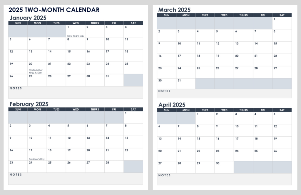 15 Free 2025 Monthly Calendar Templates | Smartsheet Throughout  Calendars 2025 | CalendarCrazePrint.Com