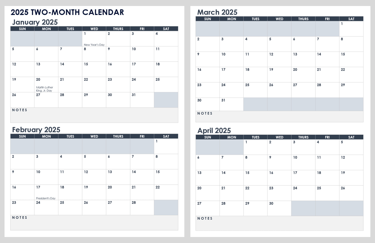 15 Free 2025 Monthly Calendar Templates | Smartsheet throughout Calendars 2025 | CalendarCrazePrint.Com