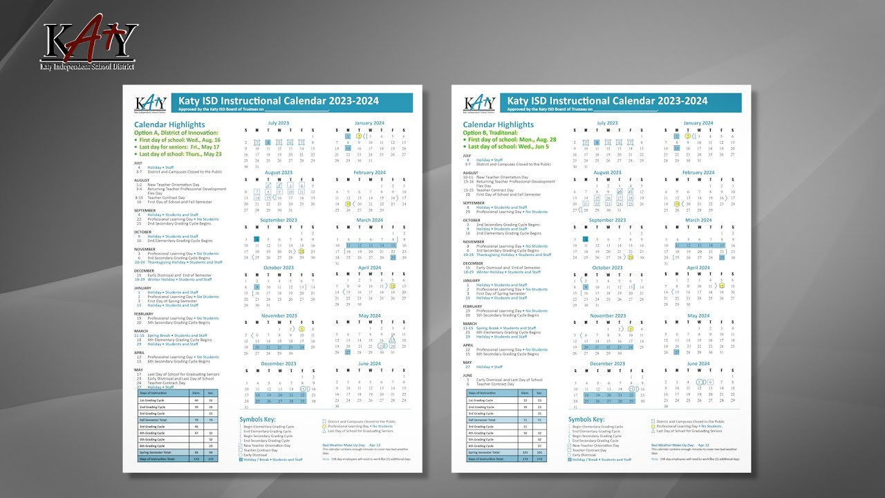 2023 24 Instructional Calendar Options in Calendars 2025 | CalendarCrazePrint.Com