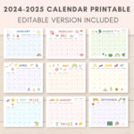 2024 2025 Calendar Printable, Printable Calendar, Editable In  Calendars 2025 | CalendarCrazePrint.Com