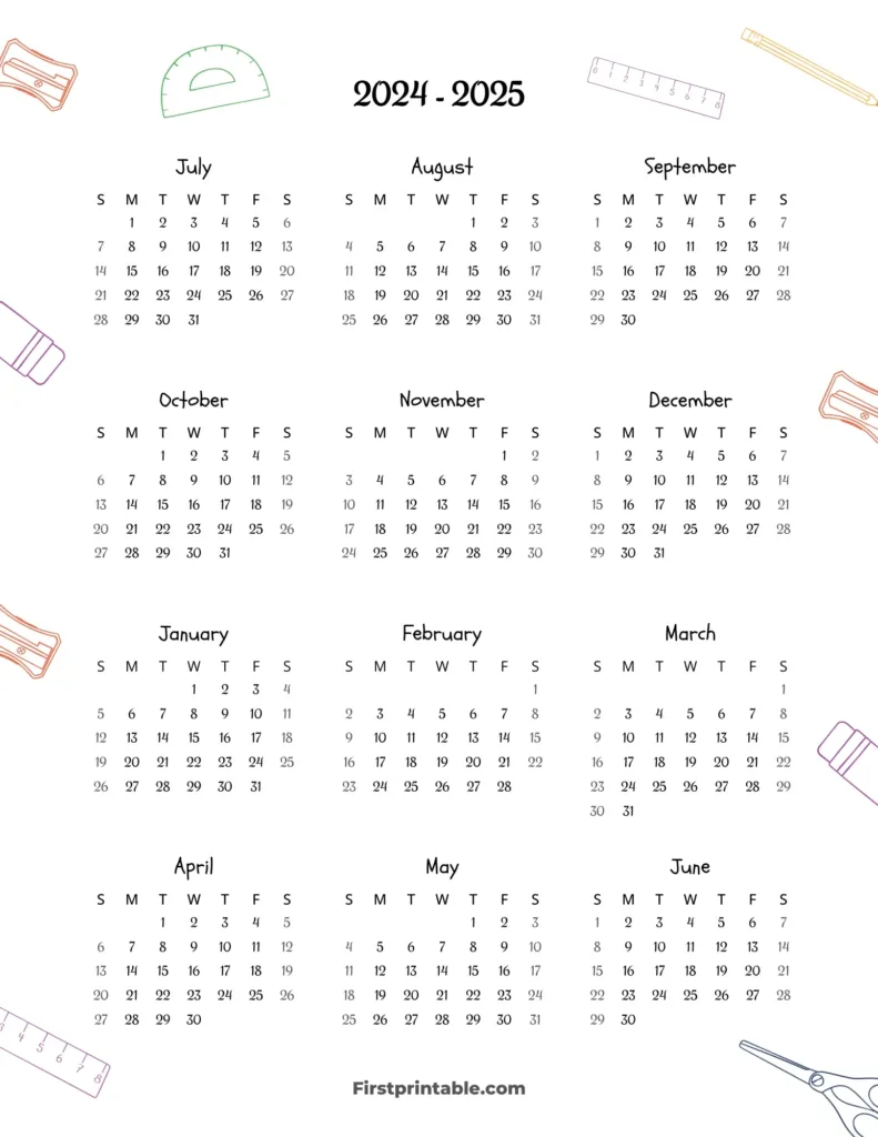 2024 2025 Calendar Printables | Free Pdf In Printable Yearly Calendar 2024 And 2025 | CalendarCrazePrint.Com