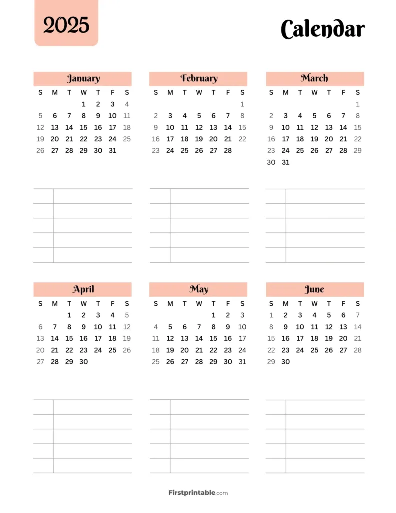 2024 2025 Calendar Printables | Free Pdf Intended For  Calendars 2025 | CalendarCrazePrint.Com