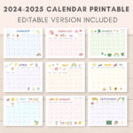 2024 2025 Kalender Druckbar, Druckbarer Kalender, Bearbeitbarer Kalender,  Kalender 2024, Kalender 2025, Planer 2024 2025, Monatskalender, Pdf   With Printable Customizable Calendar 2025 | CalendarCrazePrint.Com