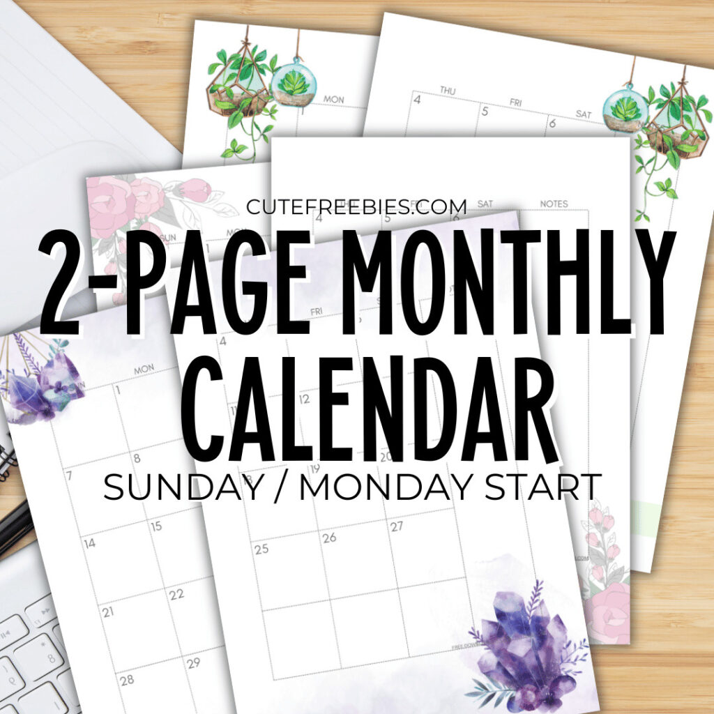 2024 2025 Monthly Calendar Two Page Spread – Free Printable   Cute Inside  Calendars 2025 | CalendarCrazePrint.Com