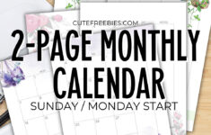 2024 2025 Monthly Calendar Two Page Spread – Free Printable – Cute inside  Calendars 2025 | CalendarCrazePrint.Com