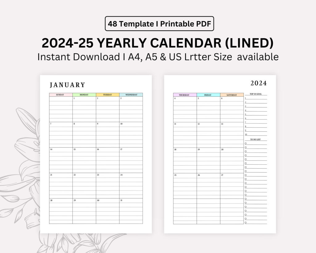 2024, 2025 Monthly Lined Calendar Printable, Dated Month On 2 Intended For 2024   2025 Monthly Calendar Printable | CalendarCrazePrint.Com