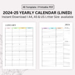 2024, 2025 Monthly Lined Calendar Printable, Dated Month On 2 Intended For 2024   2025 Monthly Calendar Printable | CalendarCrazePrint.Com