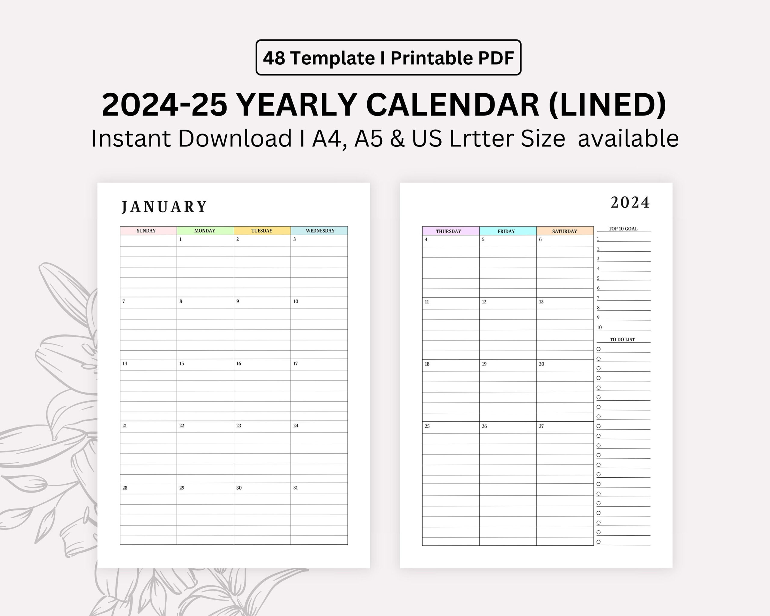 2024, 2025 Monthly Lined Calendar Printable, Dated Month On 2 intended for 2024 - 2025 Monthly Calendar Printable | CalendarCrazePrint.Com