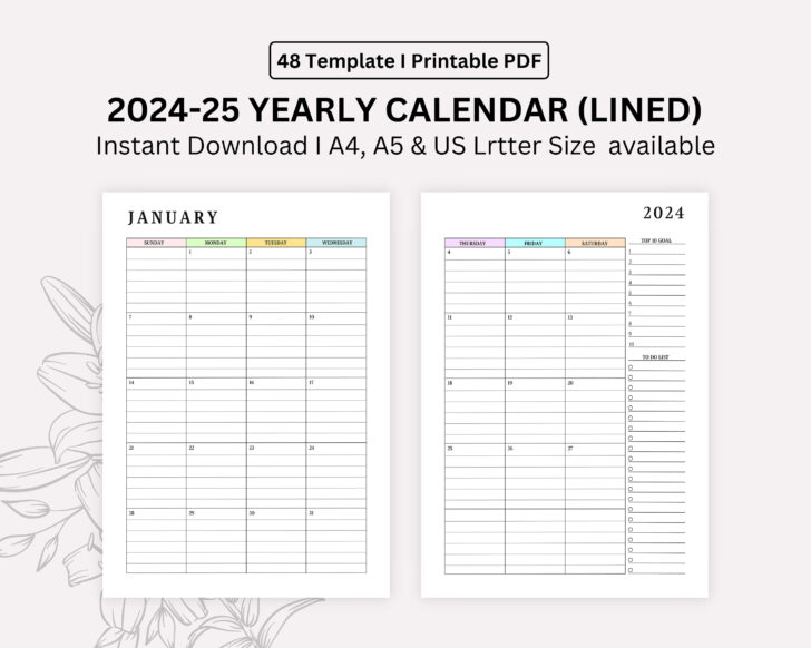 Printable Lined Calendar 2025 | Calendars 2025