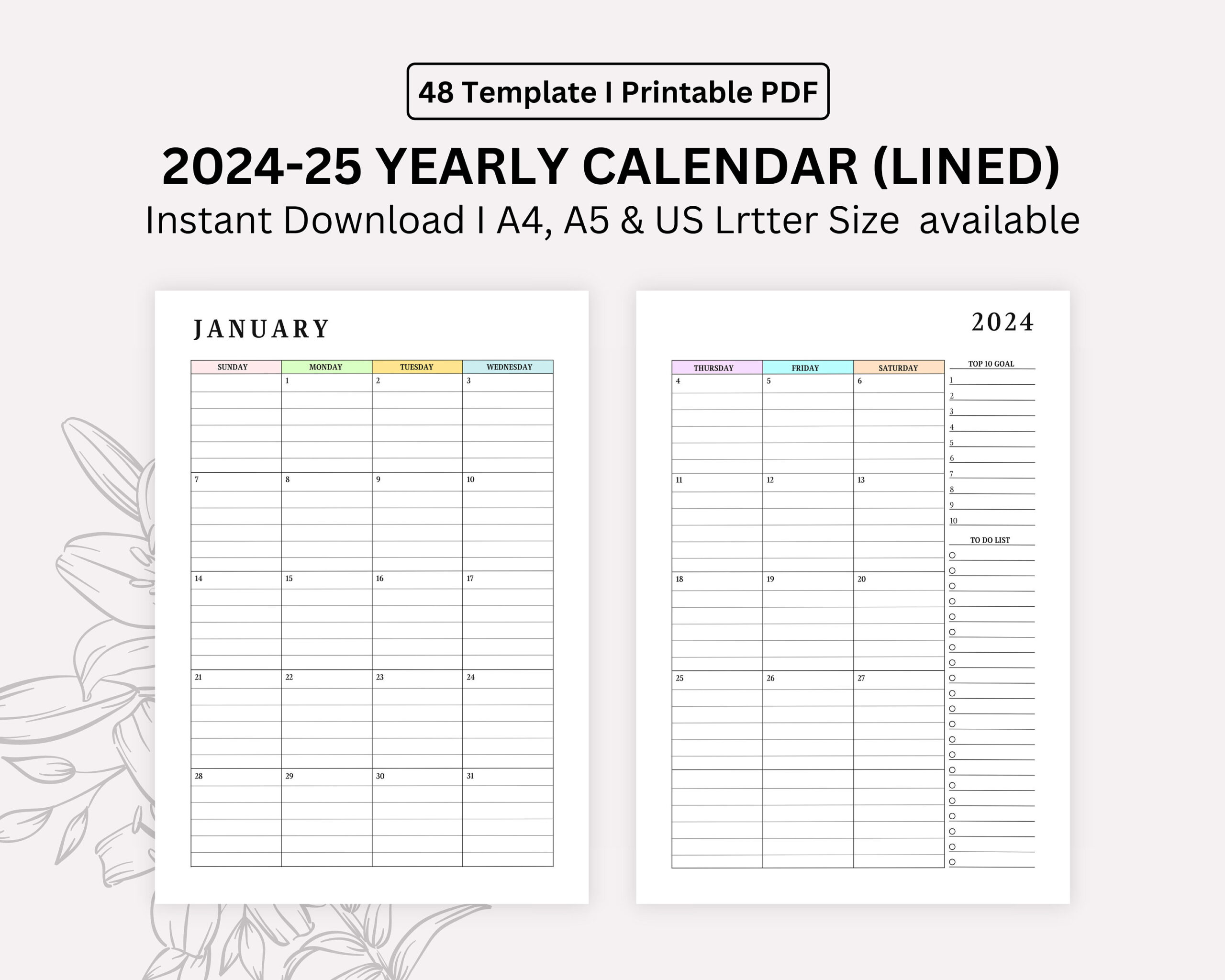 2024, 2025 Monthly Lined Calendar Printable, Dated Month On 2 pertaining to Printable Lined Calendar 2025 | CalendarCrazePrint.Com