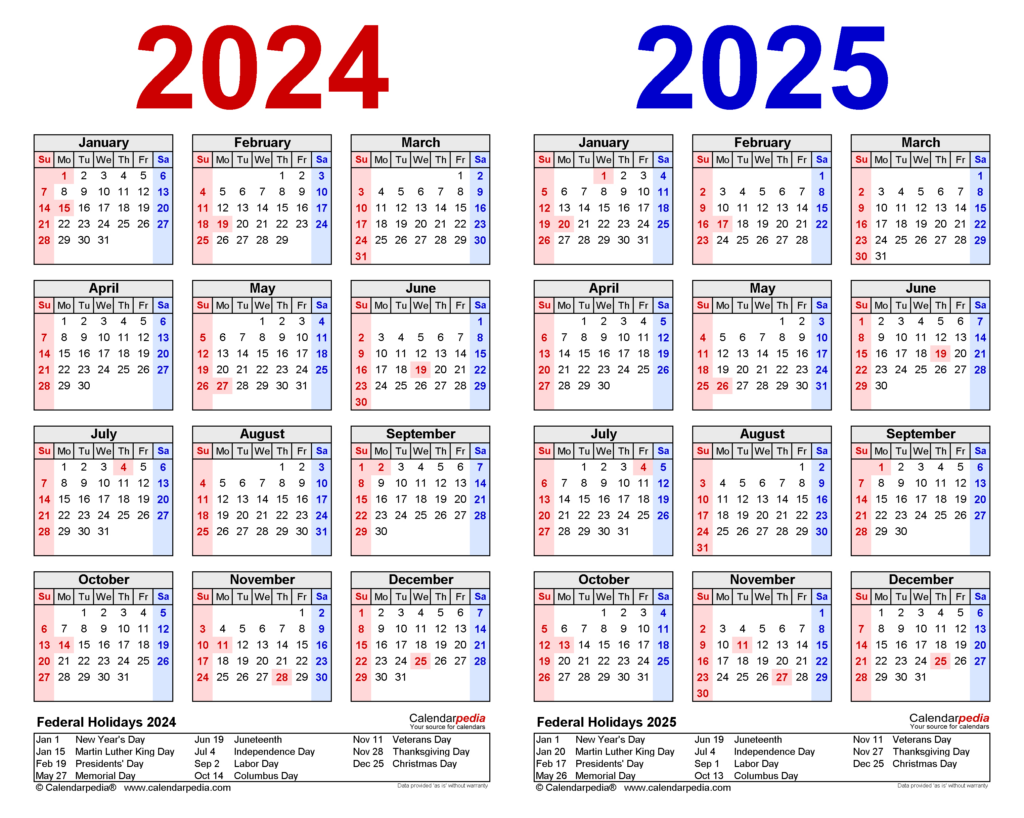 2024 2025 Two Year Calendar   Free Printable Pdf Templates In 2024   2025 Calendar Printable Download | CalendarCrazePrint.Com