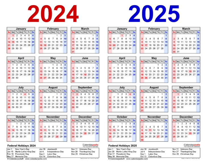 Free Printable 2 Year Calendar 2024 and 2025 | Calendars 2025