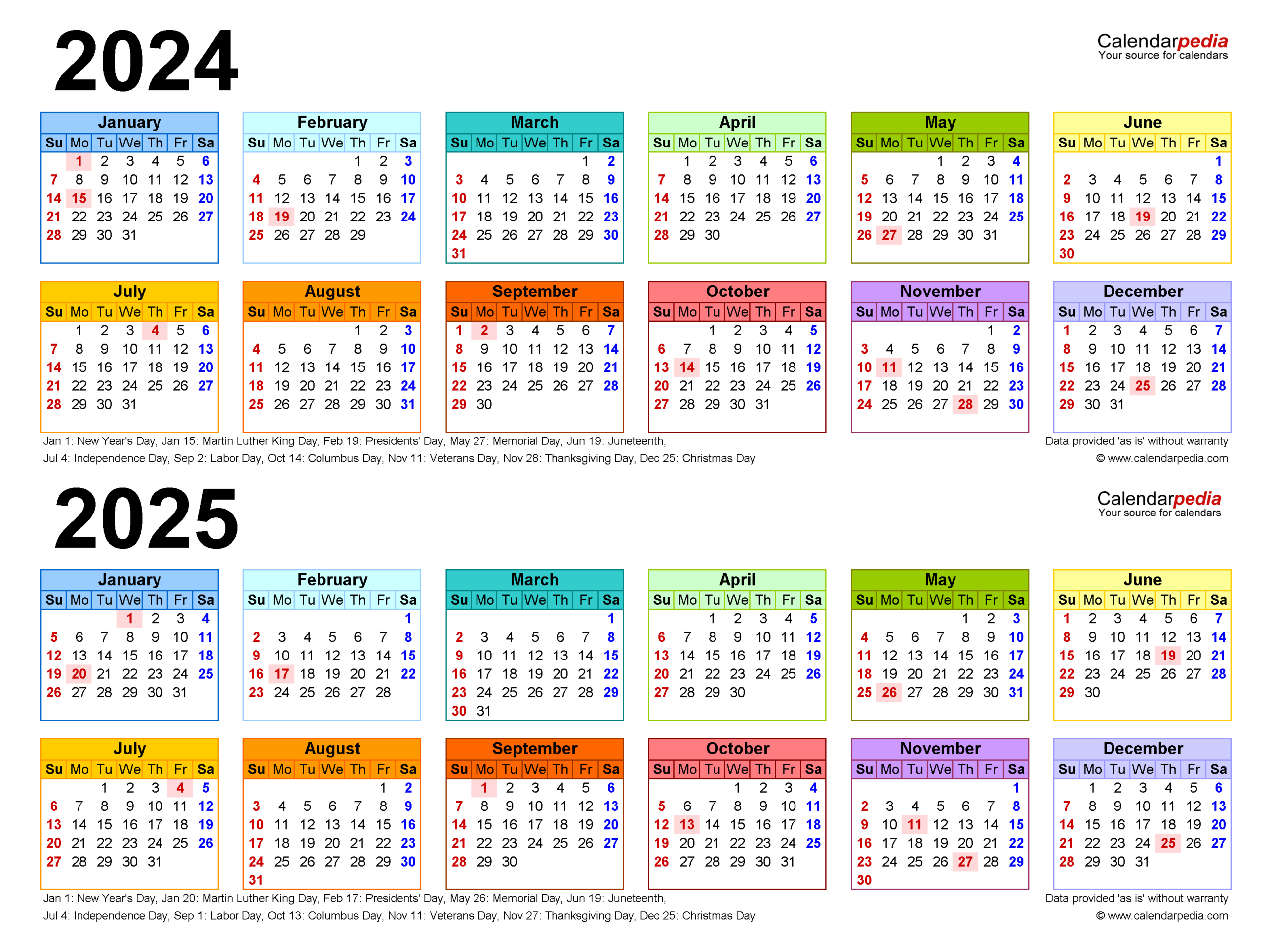 2024-2025 Two Year Calendar - Free Printable Pdf Templates with regard to 2024 And 2025 Calendar With Holidays Printable Free Download | CalendarCrazePrint.Com