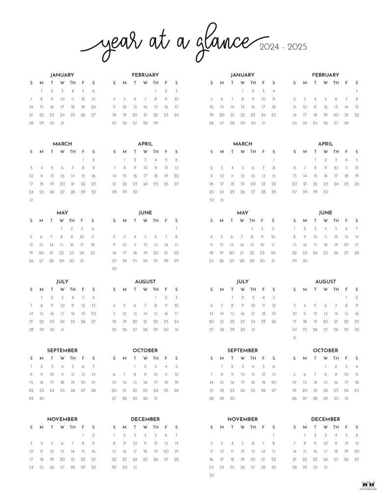 2024-2025 Two Year Calendars - 10 Free Printables | Printabulls for 2 Year Calendar 2024 And 2025 Printable | CalendarCrazePrint.Com