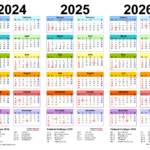 2024 2026 Three Year Calendar   Free Printable Pdf Templates Throughout  Calendars 2025 | CalendarCrazePrint.Com