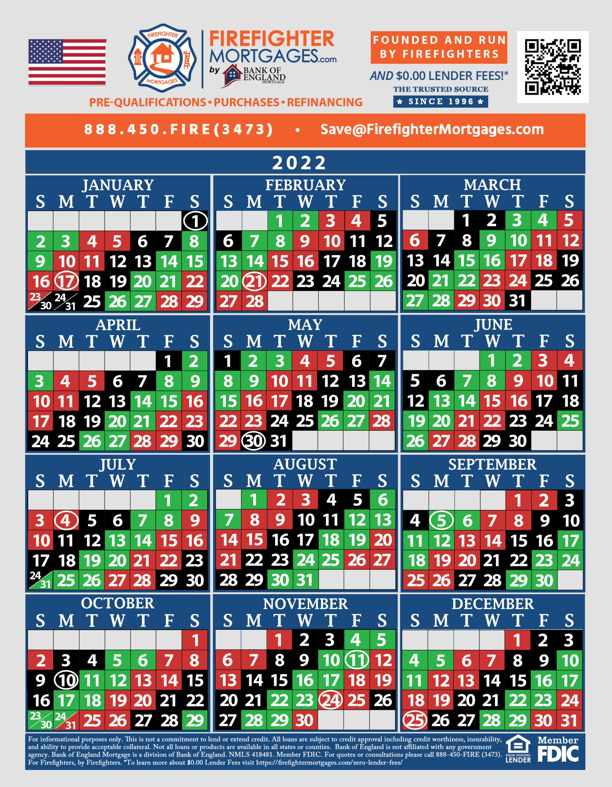 2024 Firefighter Shift Calendarsfirefighter Mortgages® for 48 96 Shift Calendar 2025 Printable | CalendarCrazePrint.Com